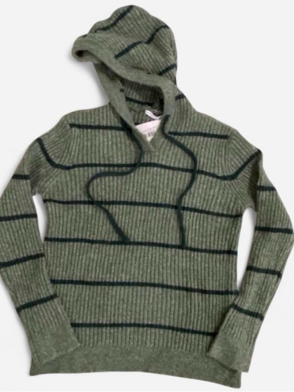 Staccato Kaden Sweater Hoodie Small Green Striped Olive Green NEW Ribbed soft